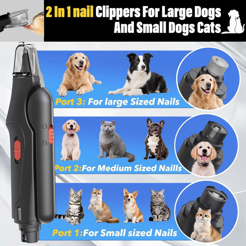 2 in 1 Dog Nail Clippers and Grinder with Lights & Cat Nail Clipper for Large Medium Small Dogs Cats Nail Trimmers USB Rechargeable with 2 LED Lights Dog Claw Care for Non-Black Nails 6th Generation Black - PawsPlanet Australia