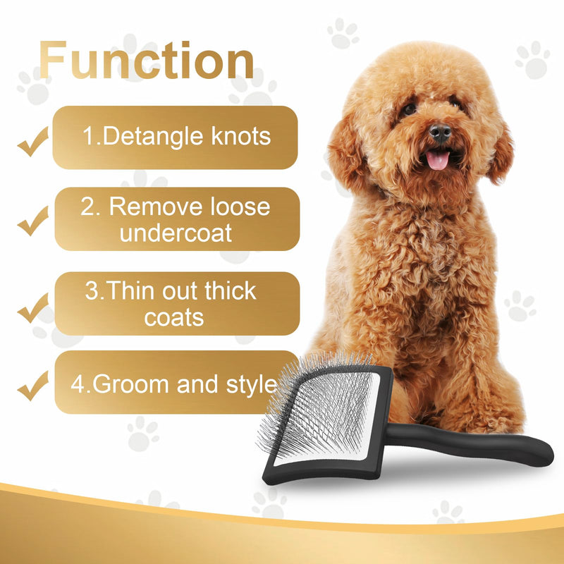 Dog Slicker Brush for Doodle Grooming,Dog Brush for Poodles,Long Pin Haired Pet Slicker Brush for Goldendoodles, Labradoodles,Bernedoodles (Black) Black - PawsPlanet Australia