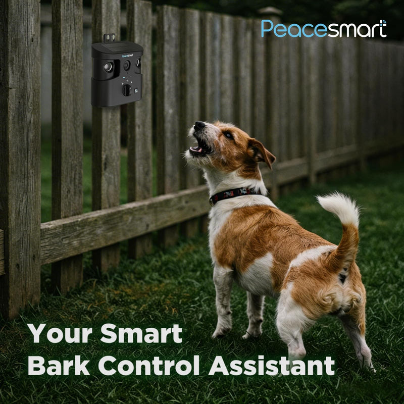 Solar Anti Barking Device for Dogs, Ultrasonic Dog Bark Deterrent with APP, IPX4 Waterproof, Dual Speakers, Adjustable Outdoor Bark Deterrent Device
