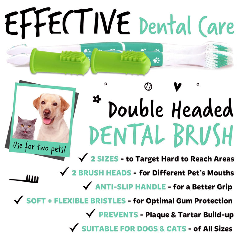 Dog Toothbrush Dual Ended, Pets Teeth Cleaning Toothbrush 360º Dog Cat Finger Toothbrush Pets Dental Cleaning Products for Easy Dogs Cats Dental Care