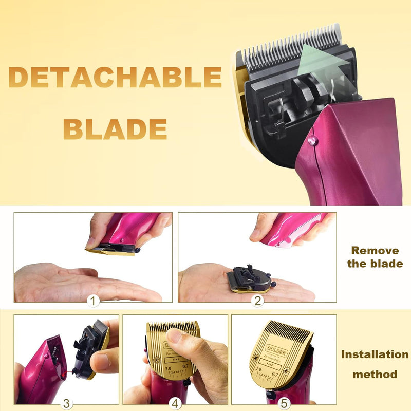BESTBOMG 5-in-1 Pro Dog Grooming Clipper Replacement Blades Compatible with Arco, Bravura, Chromado, Creativa, Figur and Motion Dog Clippers(#41884-7190)