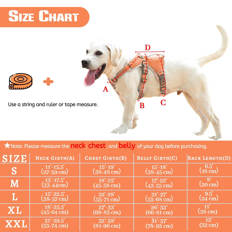 BELPRO Multi-Use Support Dog Harness, Escape Proof No Pull Reflective Adjustable Vest with Durable Handle, Dog Walking Harness for Big/Active Dogs (Orange, L) L(Packof1) Orange