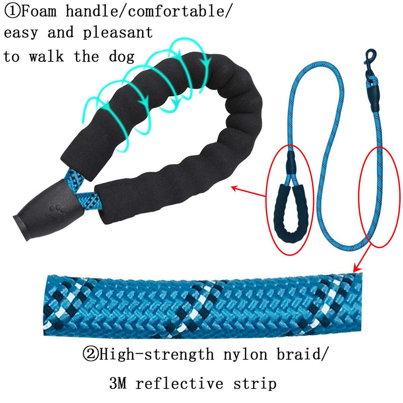 Sunglow 5 FT Strong Dog Leash with Comfortable Padded Handle and Highly Reflective Threads for Medium and Large Dogs (Black) Black - PawsPlanet Australia