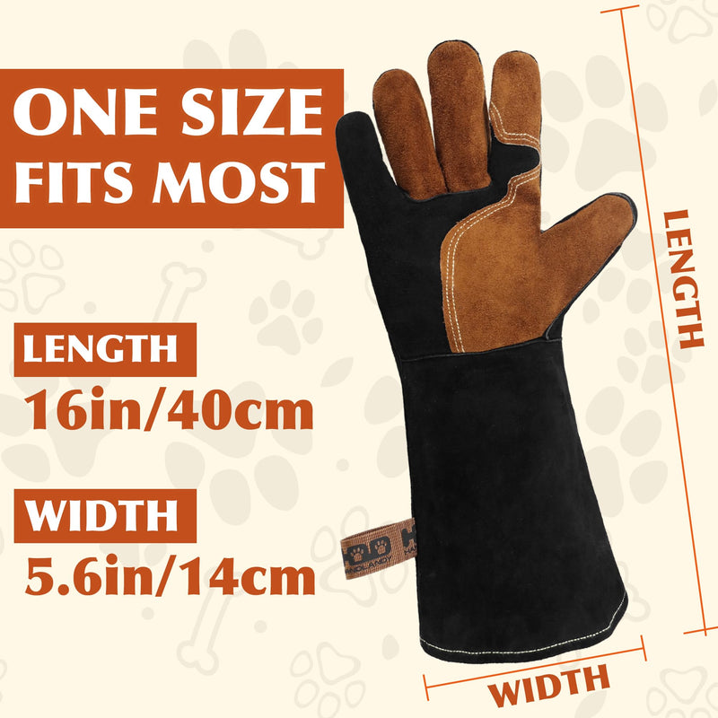 HANDLANDY 16 Inches Animal Handling Gloves Bite-Proof & Scratch-Resistant, Safe Durable Pet Gloves for Dogs, Cats, Falconry (Black, 16inch) - PawsPlanet Australia