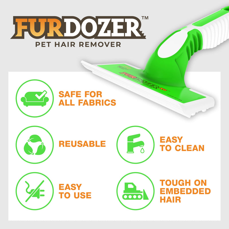 FurDozer X6 Pet Hair Remover & Auto Detailing Tool - Cat & Dog Hair Remover for Carpets, Car Interiors, Couches, Bedding, & Pet Furniture - Reusable Pet Hair Removal Tool for Cat and Dog Fur & Lint Green - PawsPlanet Australia