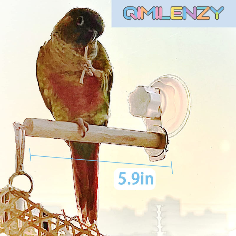 Bird Window/Bath/Car/Travel Perch Stand with Suction Cup for Small and Medium Bird Parrot Parakeet Cockatiel Conure Budgie Lovebirds (Simple Wood Perch) Simple wood perch - PawsPlanet Australia