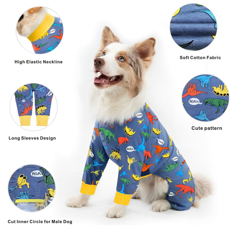 Recovery Suit for Dogs After Surgery - Large Medium Dog Pajamas Bodysuit, Full Body Onesie, Cone Alternative, Prevent Licking, Male Female 6XL NavyBlue