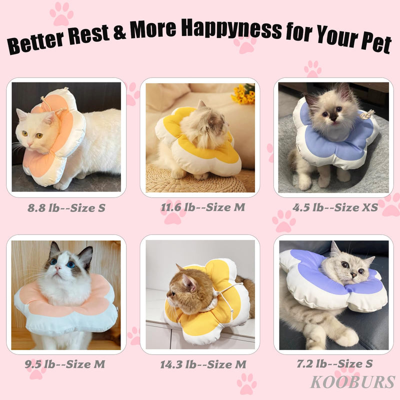 Cat Cone Collar Soft, Adjustable Kitten Cones After Surgery, Waterproof Kitten e Collar Soft to Stop Licking(Pink Flower, XS) Pink Flower