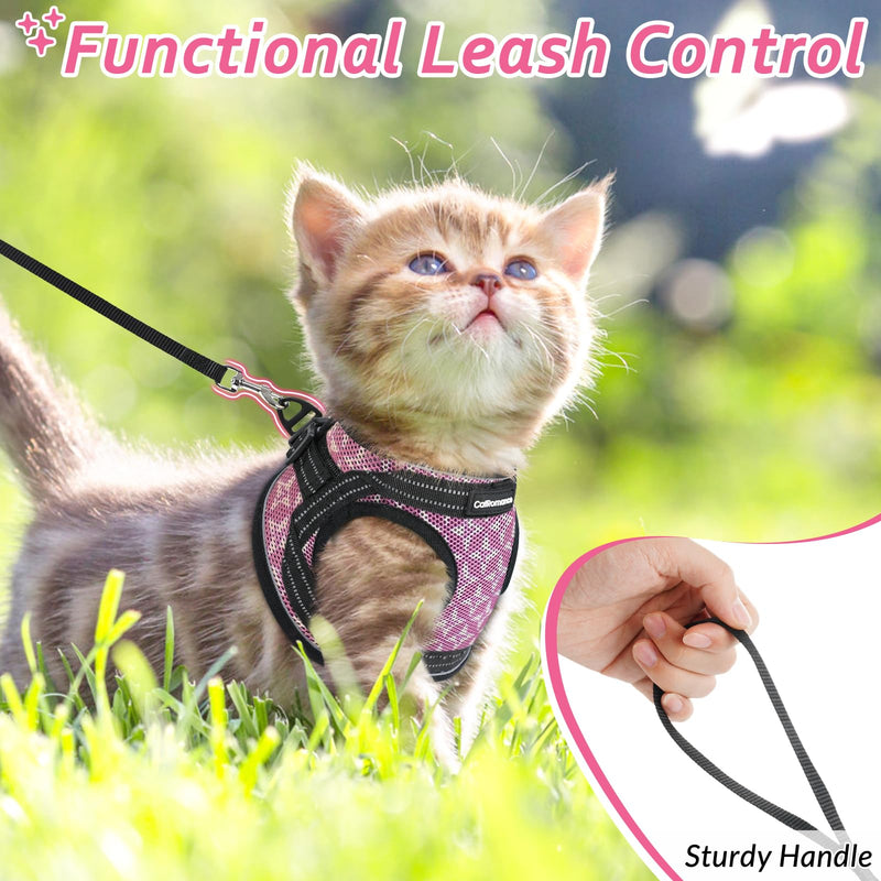CatRomance Cat Harness and Leash Escape Proof for Walking, Safe Adjustable Large Kitten Vest Set with Reflective Strip for Kitty, Easy Control Comfortable Soft Outdoor Pet Harnesses, Pink, Large L: Chest 12.0-14.5" - PawsPlanet Australia