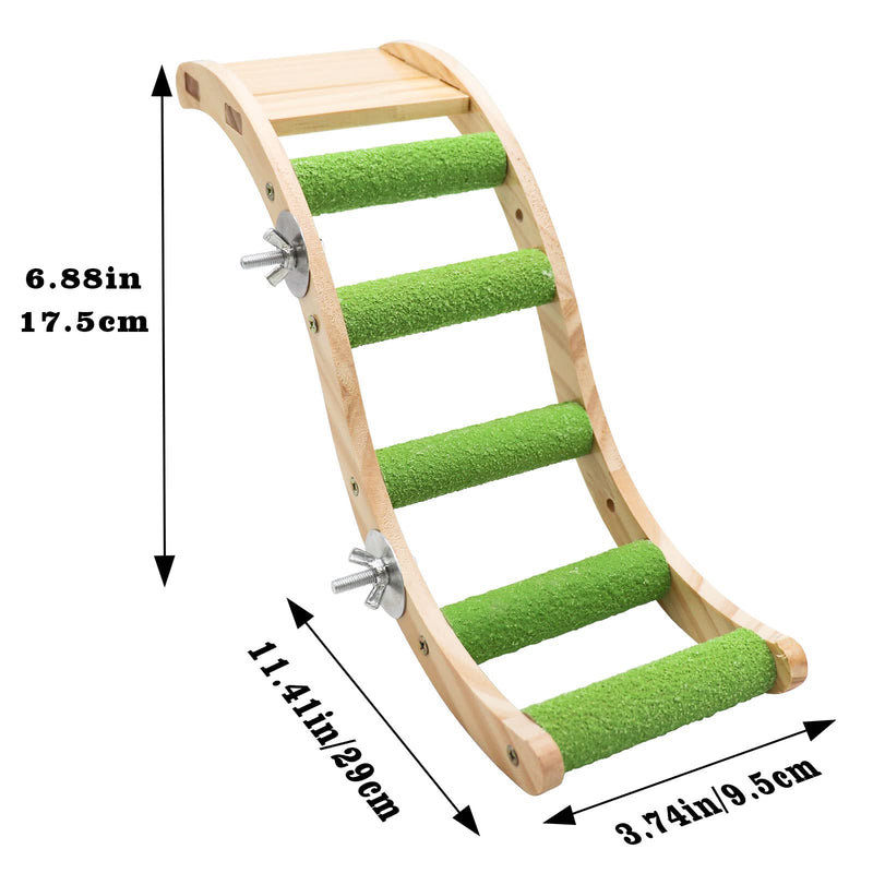 Bird Ladder Bridge, Wooden Pet Parrot Hamster Climbing Ladder Toys, Pet Bird Cage Accessories, Wood Climbing Ladder Perch for Bird Parrot Hamster Squirrel Sugar Gliders Parakeets Cockatiels(S Shape) Green - PawsPlanet Australia