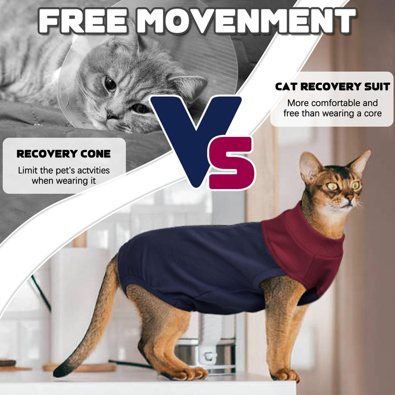 Cat Recovery Suit Female, Breathable Onesie After Surgery Female for Abdominal Wounds or Skin Diseases, Anti-Licking Full Body Cat Surgery Recovery Suit, E-Collar Alternative Wear Medium Blue