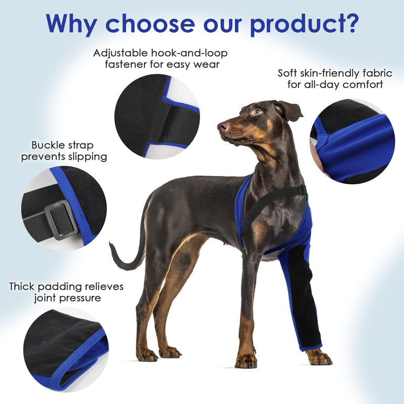 Front Leg Recovery Sleeve, Elbow Protection for Dogs - Dog Recovery Cuff, Anti-Licking, Clean & Dry - Blue, 4XL Dog thigh protector
