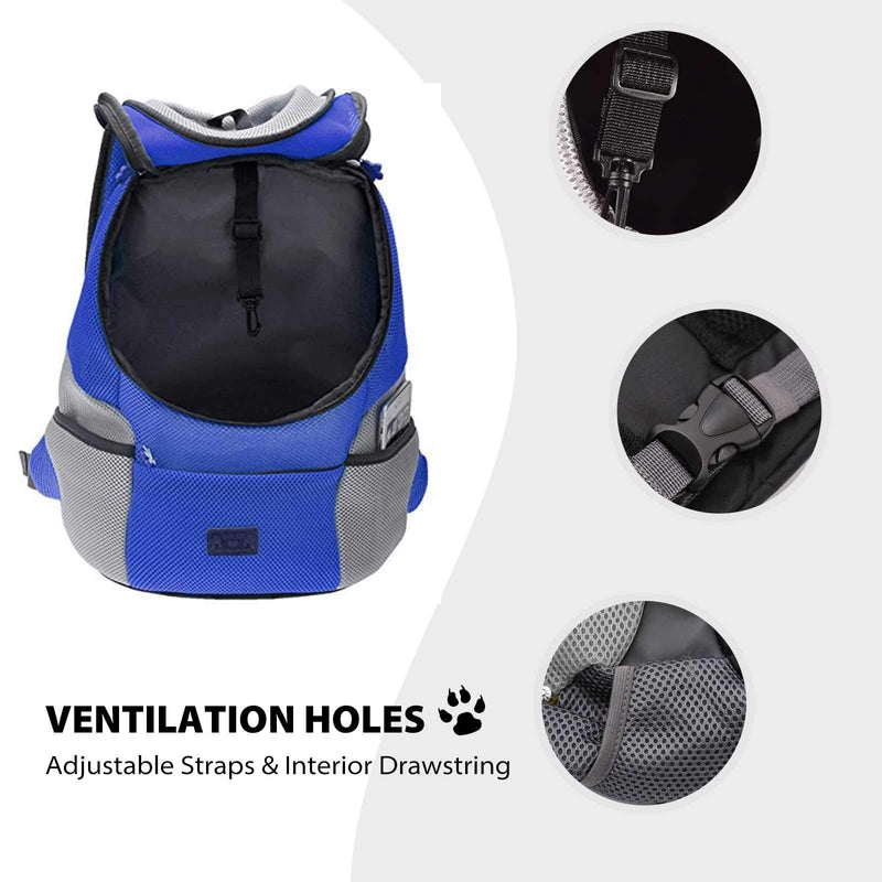 Dog Backpack Carrier Cat Carrier Pet Travel Carriers for Small Dogs and Cats Pet Travel Backpack XL Blue - PawsPlanet Australia