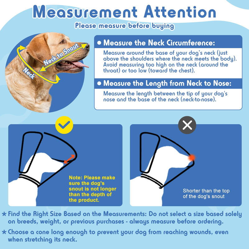 Dog Cone, Transparent Recovery Collar for Large Dogs, E Collar After Surgery to Stop Licking, Depth Adjustable Soft Cone Not Block Vision Patented (XL-Long) Ultra Transparent XL-Long