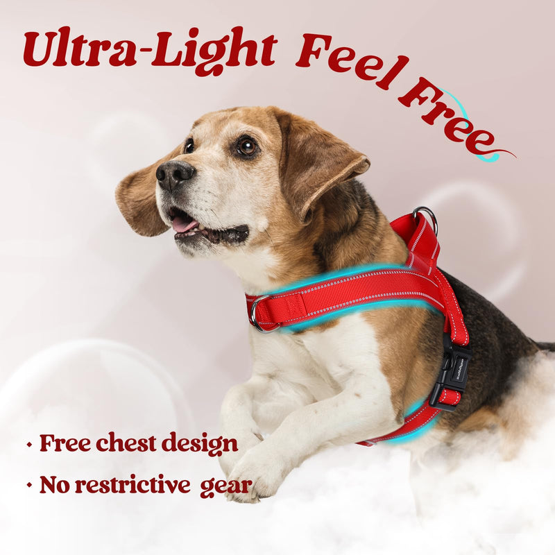 rabbitgoo Dog Harness No Pull, Quick Fit for Small Dogs with Soft Padded Handle, Chest Adjustable Reflective Pet Vest, No Choke Escape Proof for Walking Training, Red M - PawsPlanet Australia