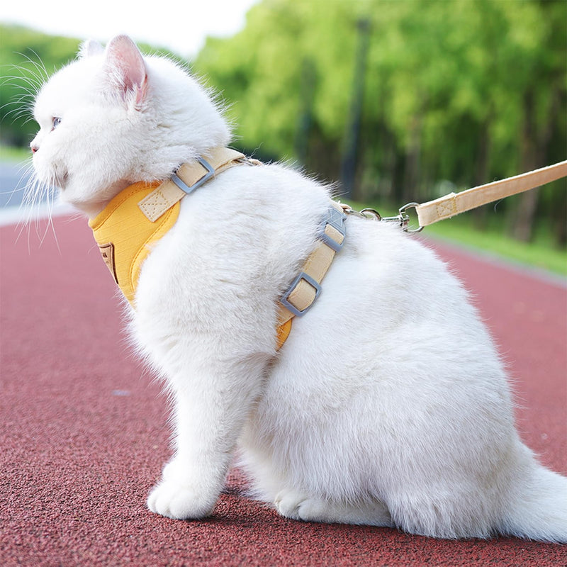 Escape-Proof Cat Harness and Leash Set - Adjustable and Comfortable - Ideal for Walking Cat Outdoors - Fits Small Dogs, Kittens, Medium, and Large Cats (Yellow, XS) Yellow - PawsPlanet Australia