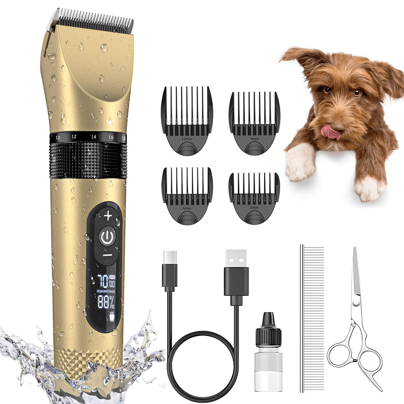 Dog Clippers for Grooming for Thick Matted Heavy Coats,5 Speed Low Noise Cordless Waterproof Dog Grooming Kit with Metal Blade Dog Hair Shaver Trimmer for Pets,Cats - PawsPlanet Australia