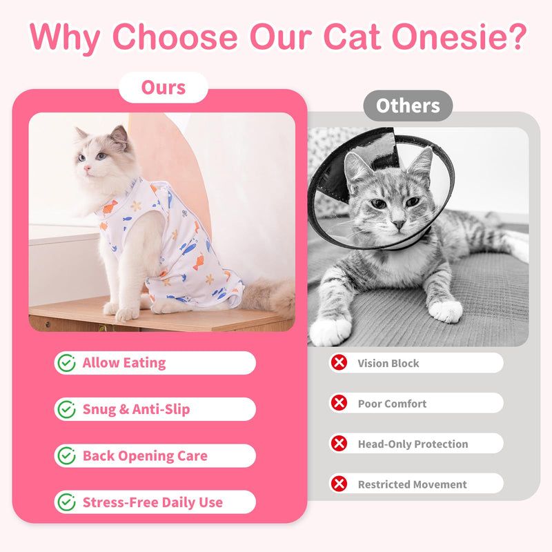 Cat Recovery Suit Cat Onesie for Cats, Breathable Cats Surgery Recovery Suit for Female Spay & Abdominal Wounds Skin Diseases, Kitten Surgical Onesie Body Suit Anti Licking Cone Alternative Butterfly Small