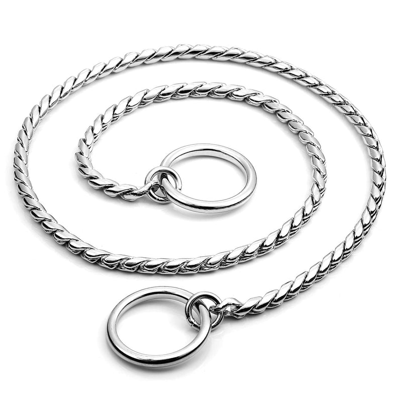 Mogoko Stainless Steel Dog Choke Chain Collar, Puppy Metal Snake Chain Pet Show Slip Collar Choker for Training Walking (Silver;20.0"*4.0mm) 4.0mm x 20.0 inch Silver - PawsPlanet Australia