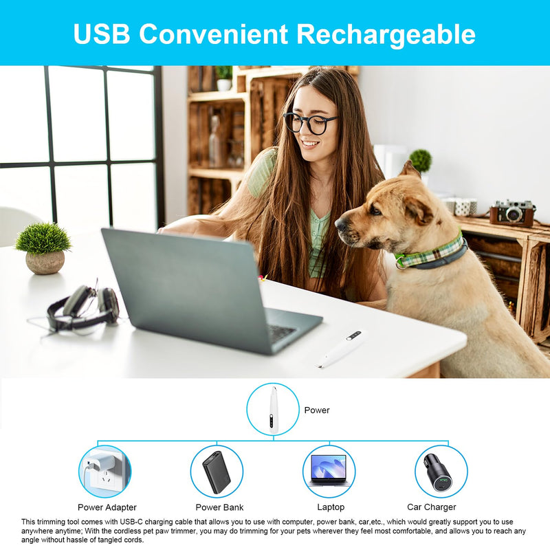 SZMDLX Rechargeable Dog Paw Trimmer & Cat Grooming Kit - Low Noise Pet Hair Clipper with LED Light, 9mm Blade for Gentle Trimming, Paw Fur Shaver for Pets - PawsPlanet Australia