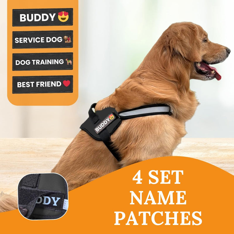 Dog Harness, No-Pull, 3 Leash Clips, No Choke, Reflective, Adjustable and Padded, for Easy Walking and Training for Small, Medium and Large Dogs (Black, L) BLACK L (49-78 lbs) - PawsPlanet Australia