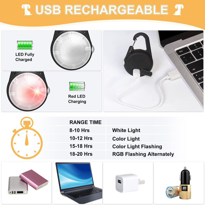 Dog Collar Light, 4 Modes Dog Lights for Night Walking, Rechargeable Dog Collar Lights for Nighttime Clip on, IP68 Waterproof Dog Light Black - PawsPlanet Australia