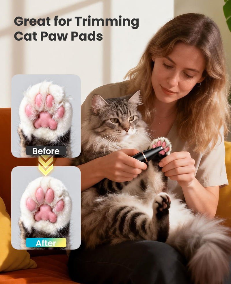 oneisall Dog Paw Trimmer with Double Blades,Silent Cat/Dog Clipper Grooming Kit,Cat Paw Trimmer Shaver for Dogs Cats Face,Eyes, Ears Black - PawsPlanet Australia