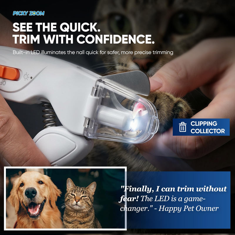 2-in-1 Dog & Cat Nail Clippers and Grinder with Light – Upgraded Safety Guard to Avoid Overcutting, Sharp Blade, Painless Quiet Pet Nail Claw Trimmers, Professional Grooming Tool for Large Small Pets White - PawsPlanet Australia