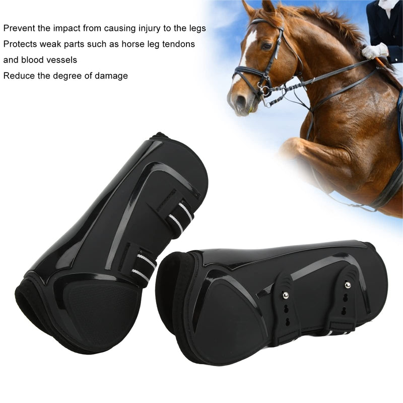 Horse Leg Boots, PU Shell Elastic Neoprene Horse Leg Guard, Black Front Legs, for Tendon and Blood Vessel Protection, 1 Pair X-Large