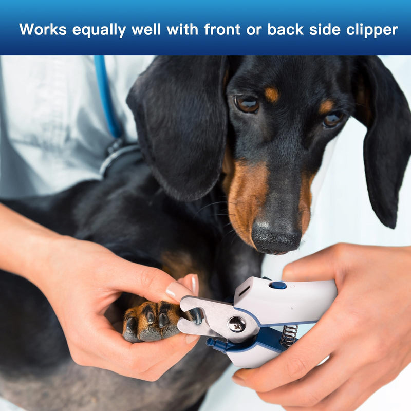 Type-C Rechargeable Dog & Cat Nail Clippers - LED Pet Nail Trimmer with Built-in Nail File, Extra Sharp Blades for Small & Medium Dogs, Indoor Cats (White-Blue) White-blue - PawsPlanet Australia