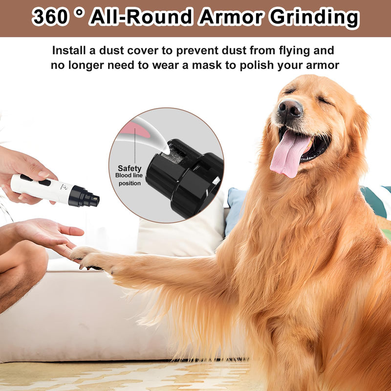 Quiet Dog Nail Grinder Upgraded, Silent Groom Pro Kit Electric Pet Trimmer, 2 Speeds Quiet Diamond Bit Nails Clippers File Trimmer,USB Rechargeable Claw Grinders for Dogs, Cat,Puppy