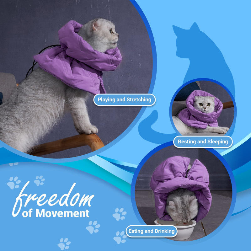 Cat Recovery Collar, Soft Adjustable Cone for Cats and Kittens, Lightweight Waterproof Elizabethan Collar for After-Surgery Care, Prevent Licking and Scratching, Neck Protector for Pets（Purple,M） Purple【New Arrival 】 M