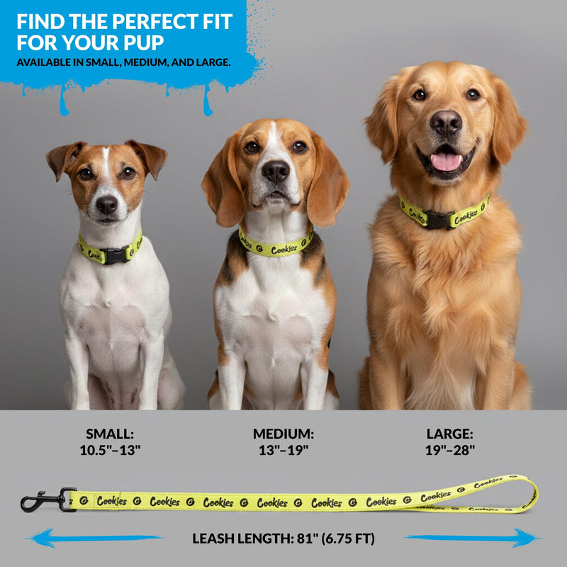 Cookies Original Logo Dog Leash & Collar Set – Adjustable Collar with Leash for Small Dogs, Heavy-Duty Metal Clip, Comfortable Fit, Stylish Dog Accessories for Walking & Training – Black, Small