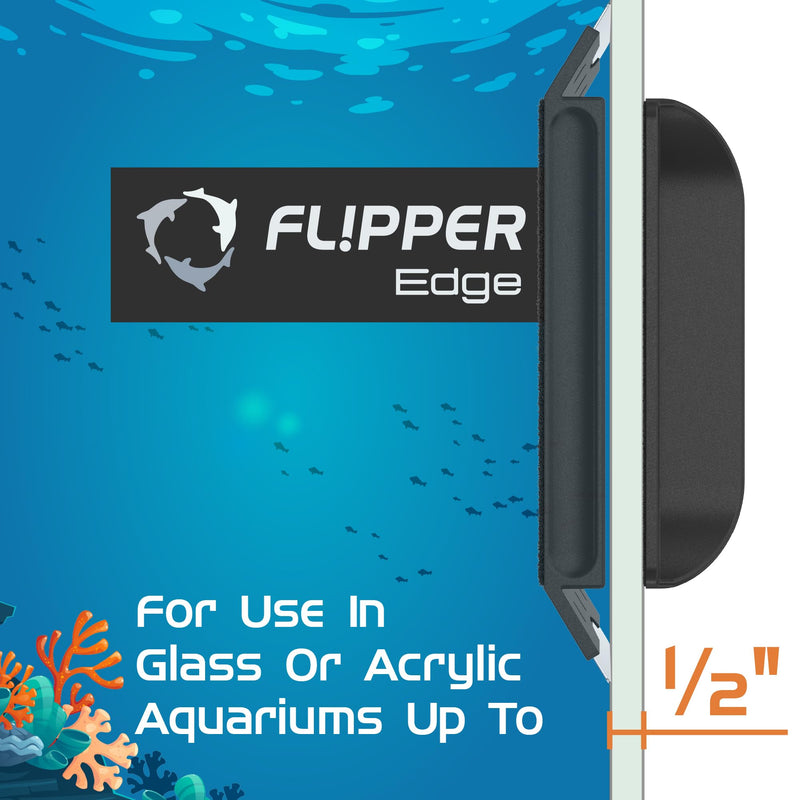 Flipper EDGE 2-in-1 Scrubber Scraper Floating Magnetic Fish Tank Aquarium Cleaner with DUAL BLADES - Efficient Glass & Acrylic Aquarium Cleaning Tools (Standard) 1 Count (Pack of 1)