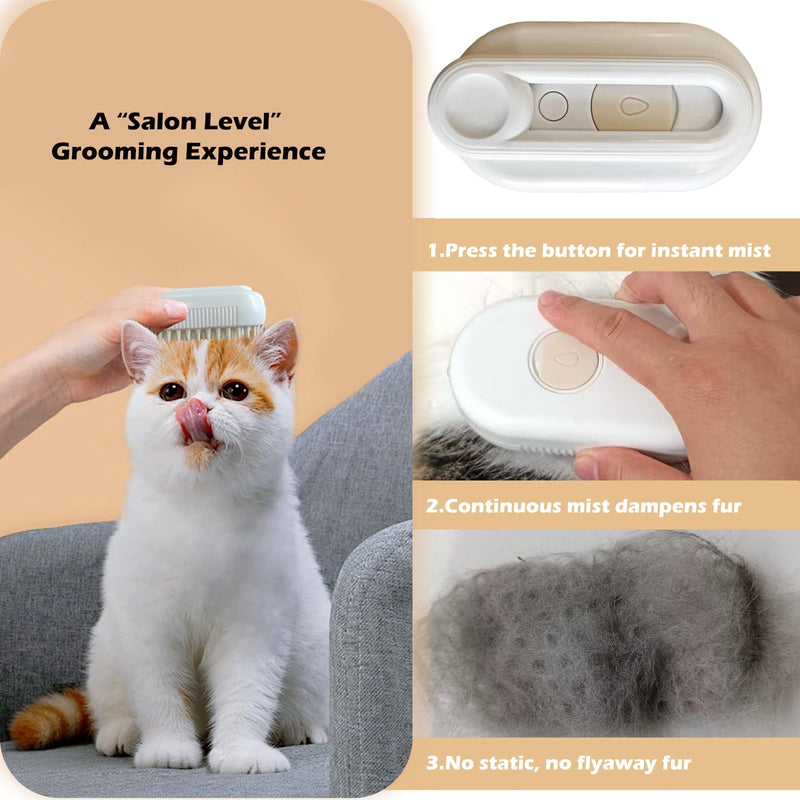 Cat Steam Brushes for Shedding, 4 in 1 Rechargeable Steam Brush for Cats and Dogs,Grooming Comb with Spray - PawsPlanet Australia