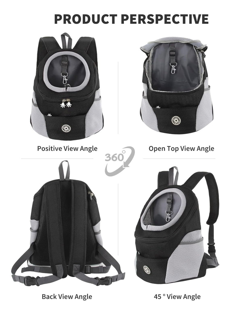 Pet Carrier Backpack,Breathable Dog Backpack Carrier with Adjustable Straps,Side Storage Pockets,Dog Head-Out Backpacks with Safety Belt,Puppy Front and Back Carriers for Small Dogs Cats L Black - PawsPlanet Australia