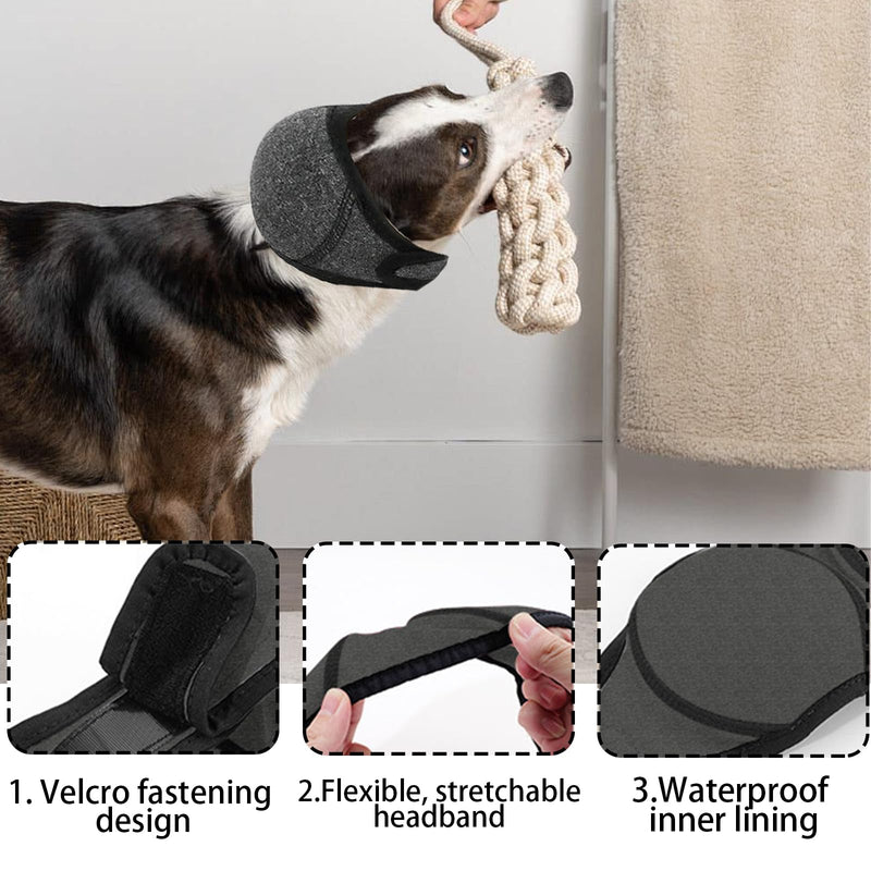 Deep Grey Dog Ear Defenders, Multi Function Dog Ear Protectors Ear Muffs Noise Protection, Waterproof Ear Defenders, Ideal for Anxiety Relief Keeping Dirt Out During Water Play(M)