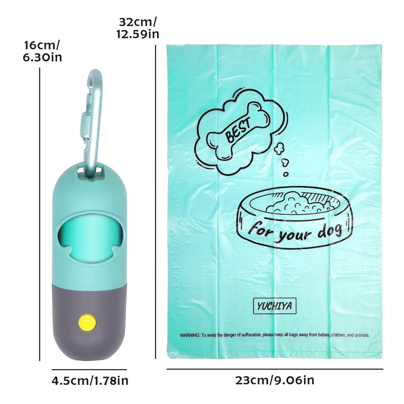 Dog Poop Waste Bags Holder with LED Flashlight|Cute Doggie Poo Bags Dispenser for Pet Leash|Trash Waste Bags Carrier with Potty Bags Clip Fastener LR44 Button Cells Included(2 Pack) (Crystal Blue) 1 Count (Pack of 2) Crystal Blue - PawsPlanet Australia