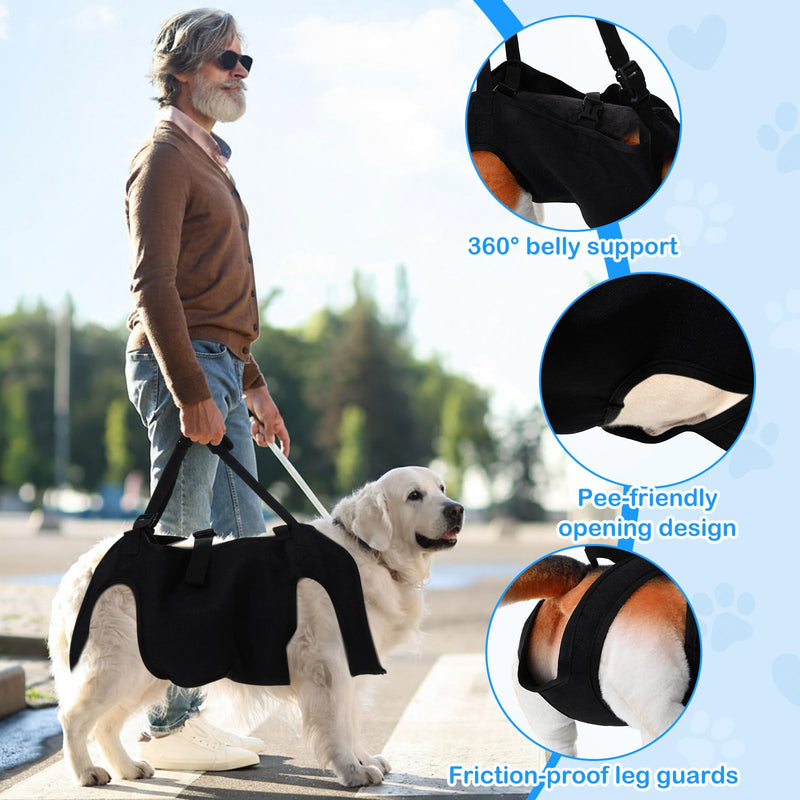 Dog Carry Sling Emergency Backpack Pet Legs Support and Rehabilitation Dog Lift Harness Adjustable Lifting Straps Carrier for Senior Dogs Joint Injuries, Arthritis, Hiking, Skiing, Black (M) M - PawsPlanet Australia