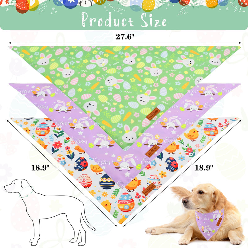 Easter Themed Bandanas for Dogs Reversible Dog Scarf Dog Easter Outfits Handmade Easter Dog Bandanas for Small Middle Large Dogs Wear (3PCS) - PawsPlanet Australia