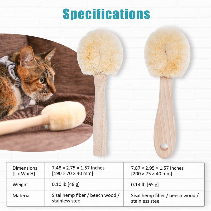 Cat Grooming Massage Tawashi Brush with Wood Handle Less Static Natural Sisal fiber Made in Japan (Type-B) Type-B - PawsPlanet Australia