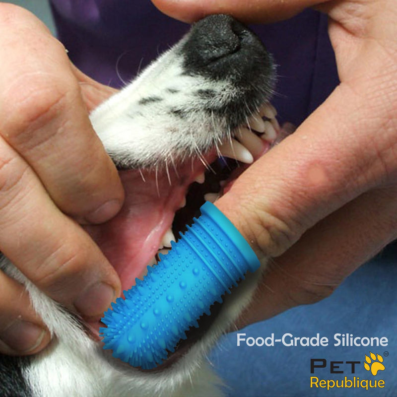 Pet Republique 360 Degree Finger Toothbrush for Dogs and Cats – Full Surround Silicone Bristles (3-Count & 1-Storage Case) - PawsPlanet Australia
