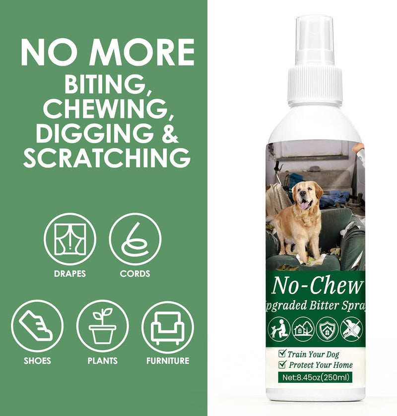 250ml No Chew Spray for Dogs, Bitter Apple Spray for Dogs Stop Chewing Licking of Furniture, Shoes, Bandages, Effective Indoor/Outdoor Dog Anti Chew Deterrent Training & Behavior Aids - PawsPlanet Australia