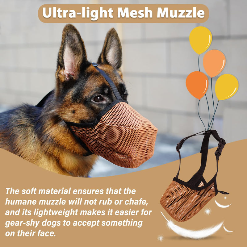 Mayerzon Dog Muzzle, Soft Mesh Muzzles for Small Medium Large Dogs, Adjustable Dog Mouth Guard for Scavenging Biting Licking Chewing Grooming, Allows Panting and Drinking