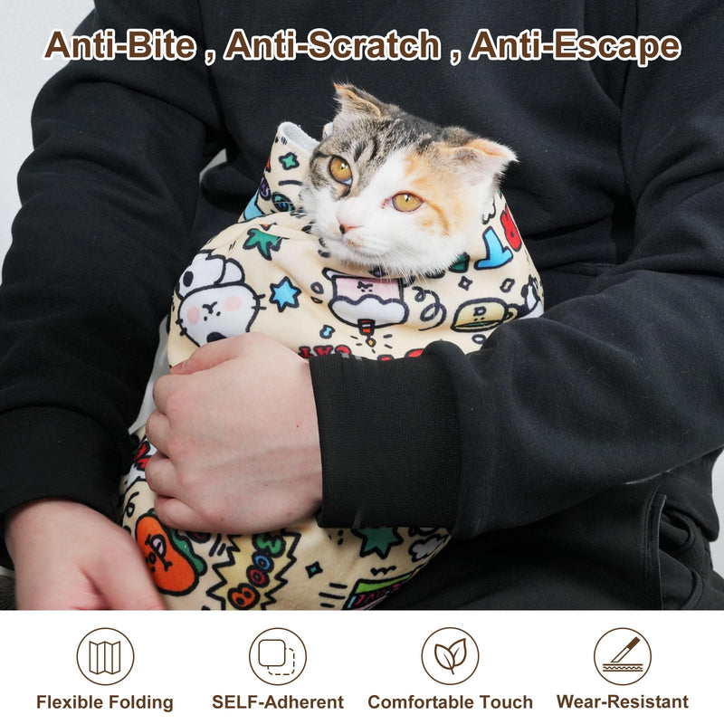 27.6" Large Cat Grooming Wrap – Anti-Escape Cat Wrap for Cutting Nails, Brushing & Medication – Soft, Comfortable, Reusable, Self-Adhering, Holds Cats Up to 15lbs (Elephant Cat) Elephant CAT L - PawsPlanet Australia