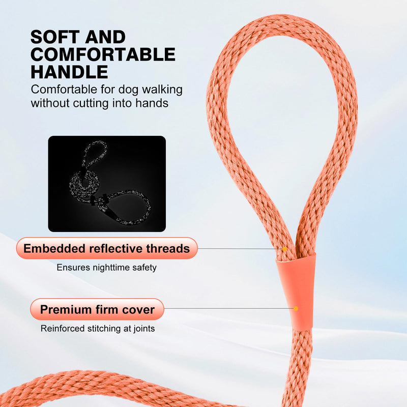 Lynxking Dog Leash Slip Lead Reflective Breathable Rope Comfortable Strong No Pull Slip On Pet Training Lead for Dogs Small 3/8 inch x 6ft Orange - PawsPlanet Australia