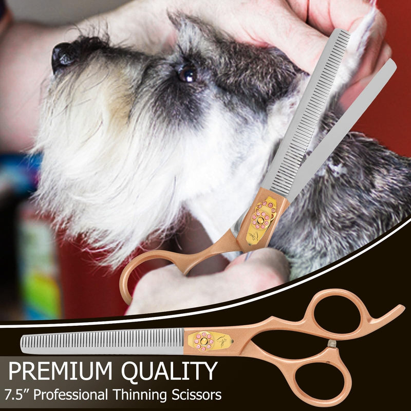 Thinning Shear for Dogs-7.5” Professional Thinning Shear with 56 Teeth, Japanese Stainless Steel,Ergonomic Heavy Duty Sharp and comfortable Blender Scissor for Dog, Cats and other Animals Thinning scissors - PawsPlanet Australia