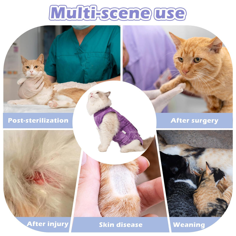 2 Pack Cat Surgery Recovery Suit Clothes for Female and Male,Cat Onesie Shirts for Cats After Surgery,Cat Spay Surgical Recovery Suit,Cat Cone to Stop Licking Abdominal Wound Alternative-Pink&Purple,M Medium Pink,Purple - PawsPlanet Australia