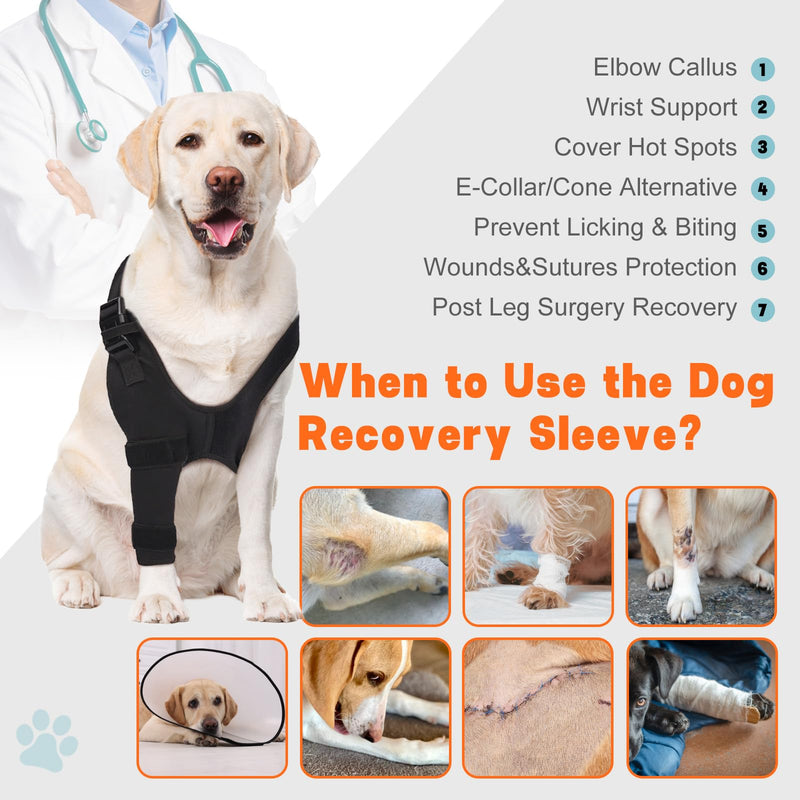 Dog Elbow Protector Brace Sleeve for Arthritis Pressure Sores Dysplasia Calluses– Breathable Adjustable Dog Front Leg Sleeve Anti-Licking for Post-Surgery Care Recovery(Left Leg, XXL)