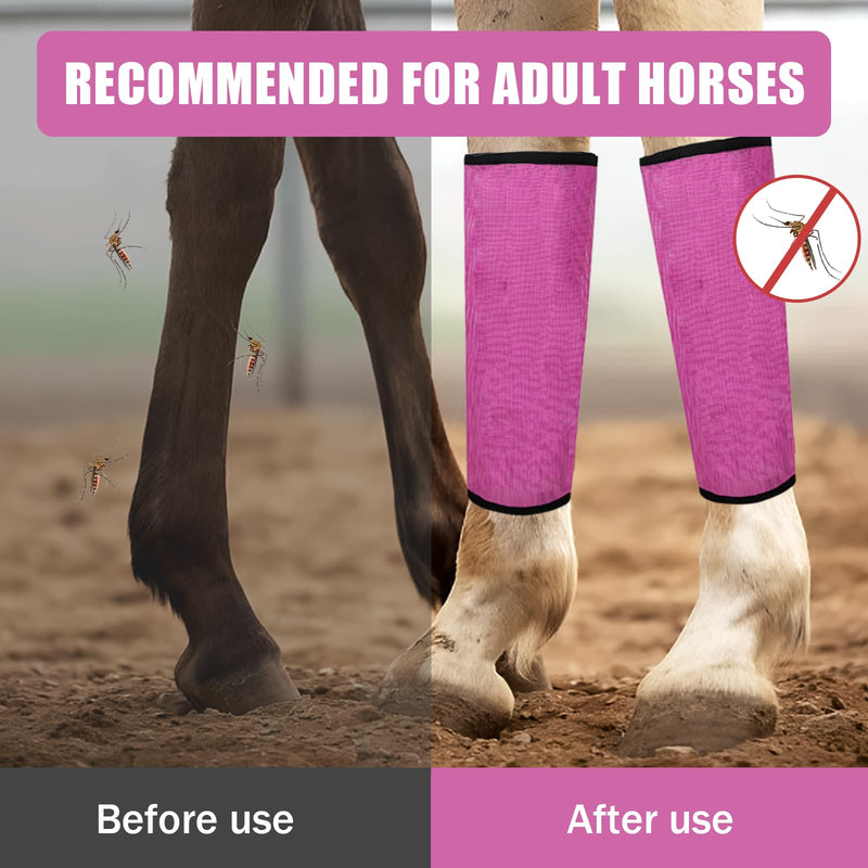 4 Pcs Fly Boots for Horses Mesh Fly Boots for Horses Set of 4 Pony Fly Boots Preventing Flies and Mosquitoes Bites Protect Horses Leggings Breathable Soft and Comfortable Pink